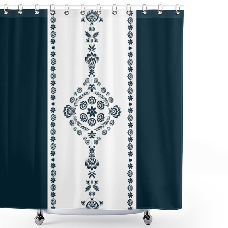 Personality  Polish Folk Pattern - Navy Blue Shower Curtains