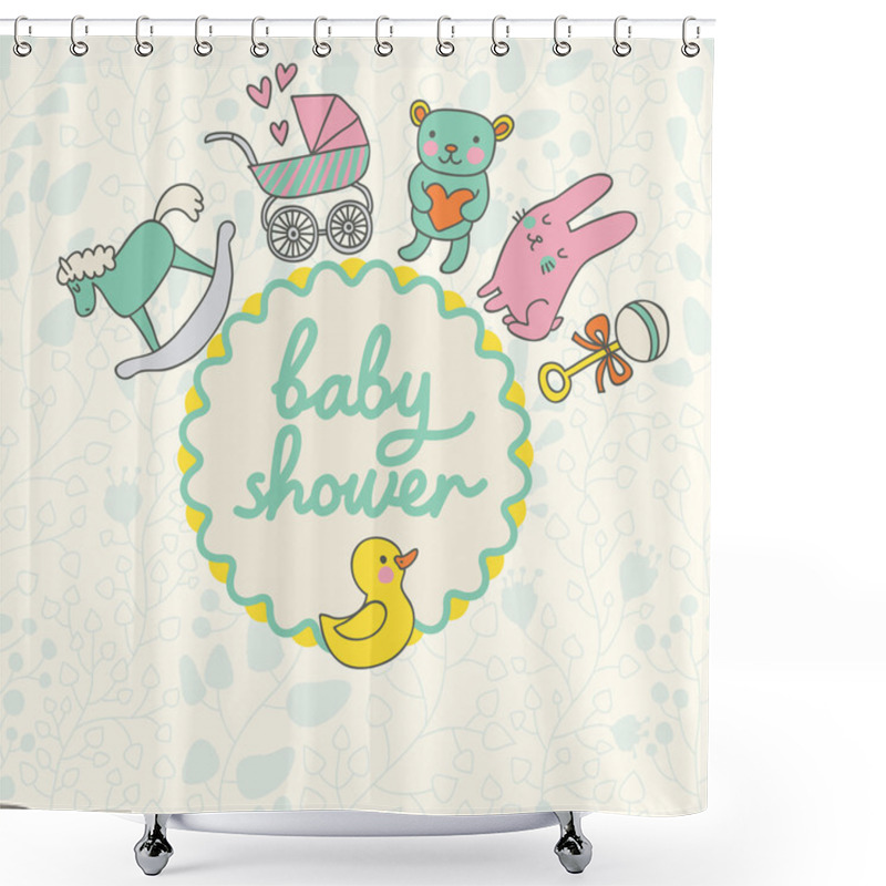 Personality  Baby Shower Card Design In Vector. Shower Curtains