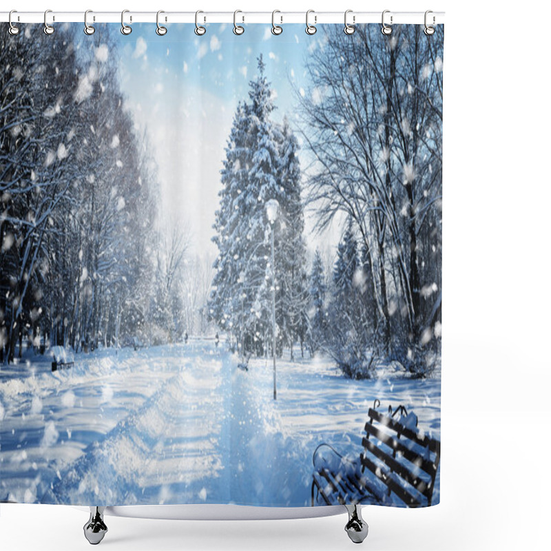 Personality  Beautiful Winter Landscape With Snow Covered Trees Shower Curtains