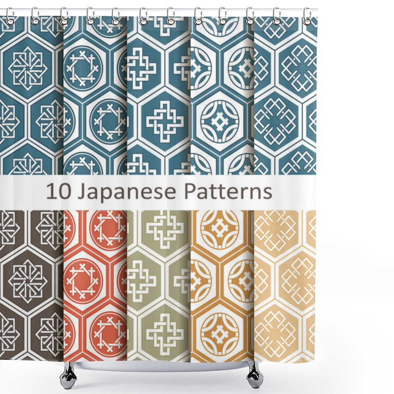 Personality  Set Of Ten Japanese Patterns Shower Curtains