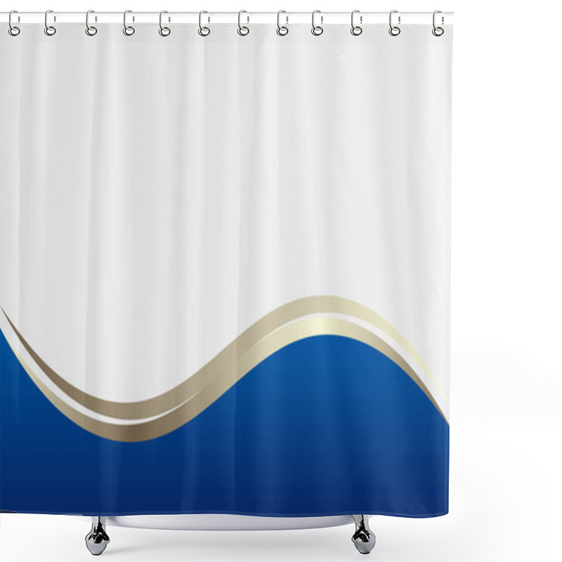 Personality  Blue And Gold Wavy Shape Background. Smart Design For Your Business Advert. Shower Curtains