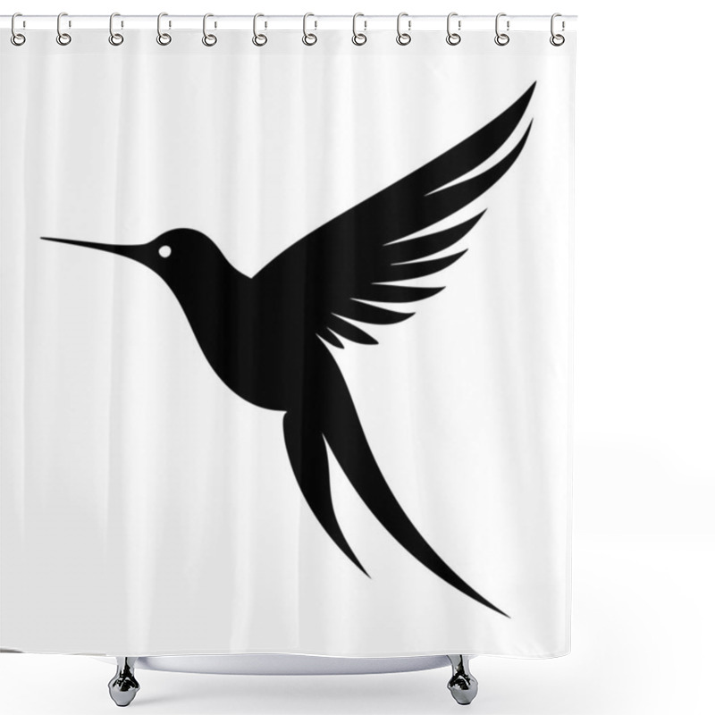 Personality  Hummingbird Logo Poultry Animal Flying Pose Symbol Shower Curtains