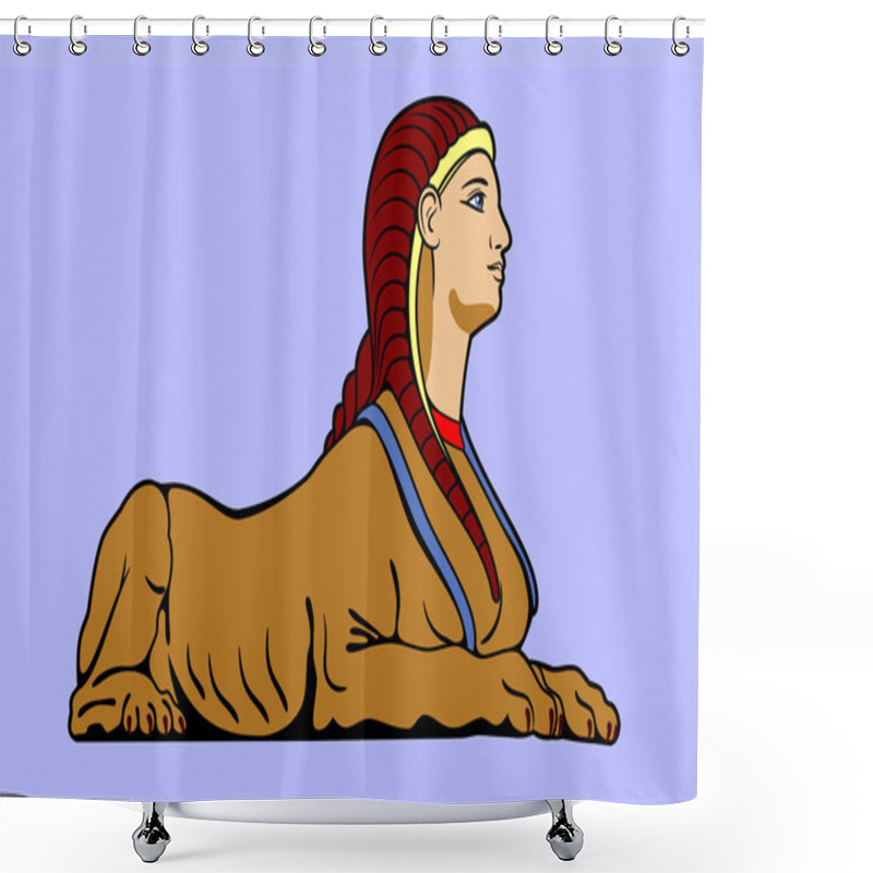 Personality  Sphinx - Girl With The Body Of A Lion, Vector Graphics Shower Curtains