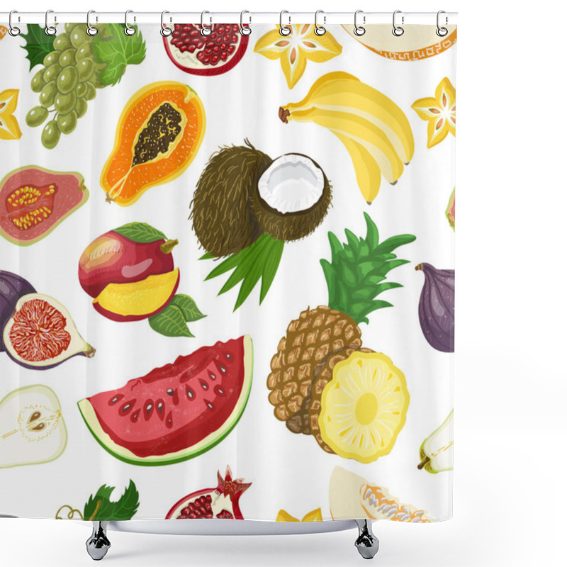 Personality  Seamless Pattern With Healthy Fruits Shower Curtains