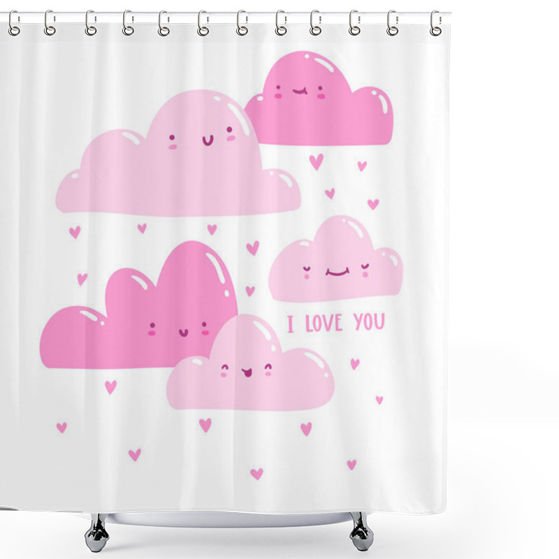 Personality  Pink Valentine Clouds Shower Curtains