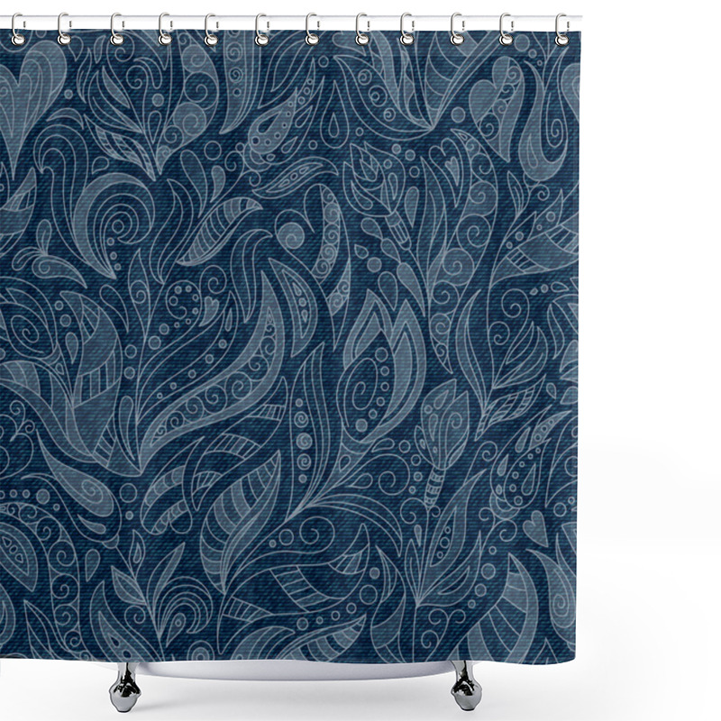 Personality  SEAMLESS DENIM FLORAL PATTERN Shower Curtains