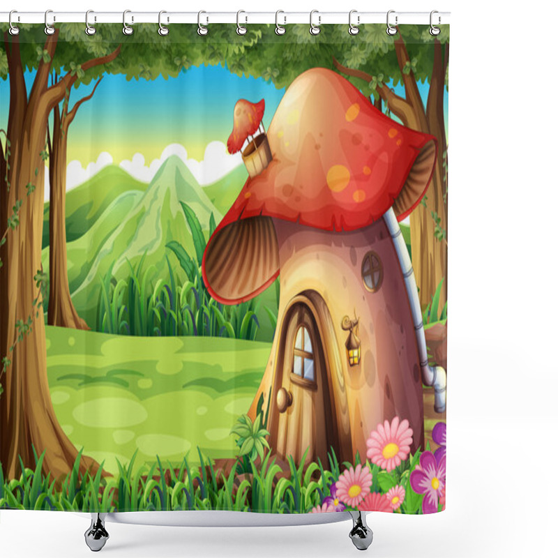 Personality  A Forest With A Mushroom House Shower Curtains