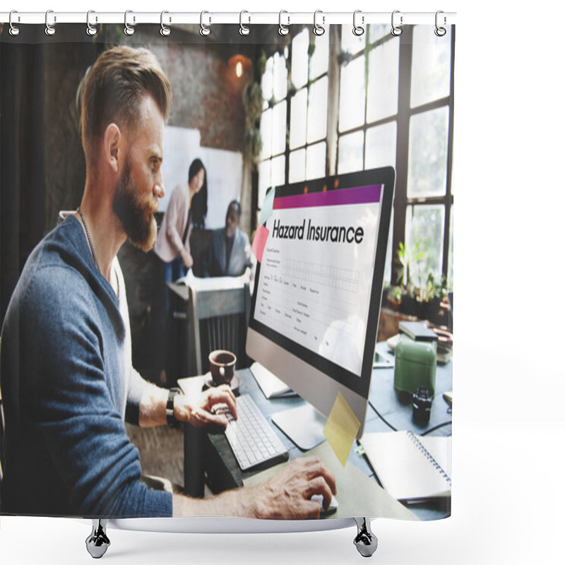 Personality  Handsome Man Working With Computer Shower Curtains