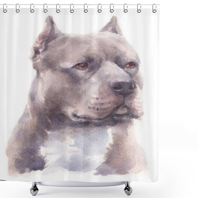 Personality  Water Colour Painting Of Pitbull Dog Shower Curtains