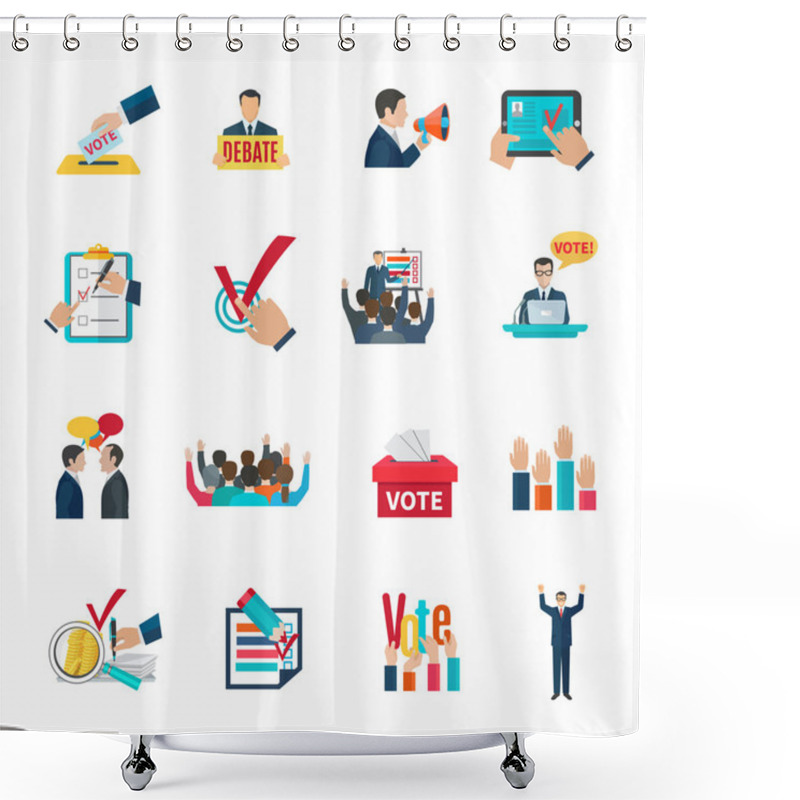 Personality   Elections Icons Set Shower Curtains