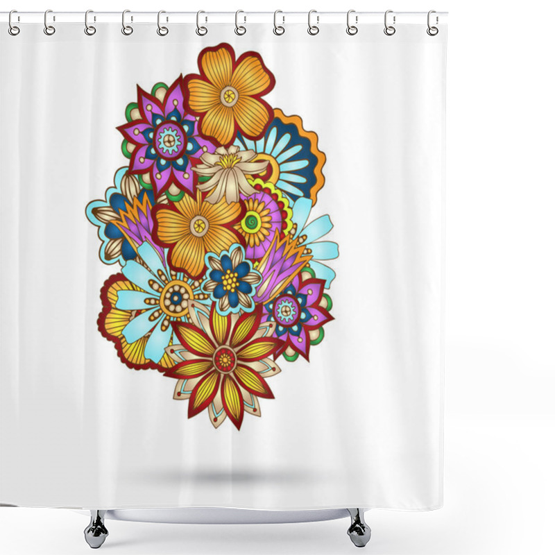 Personality  Henna Paisley Mehndi Floral Vector Element. Shower Curtains