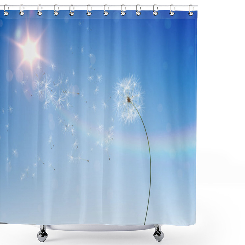 Personality  Dandelions Against Blue Sky Shower Curtains