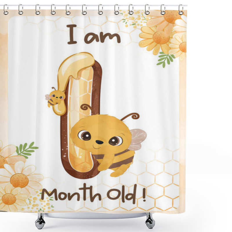 Personality  Baby Milestone Cards Set With Cute Bee Shower Curtains