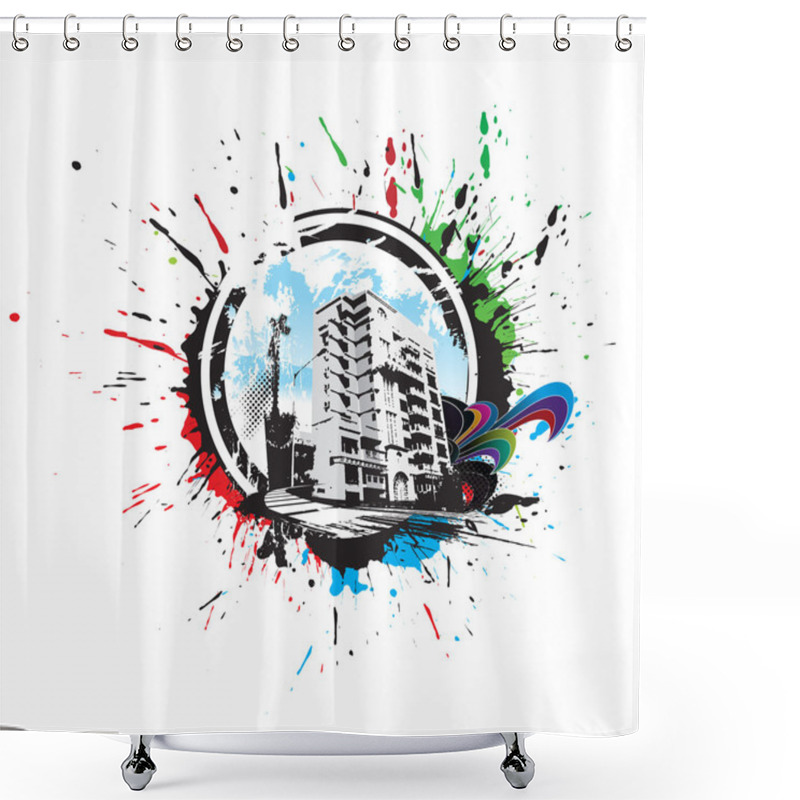 Personality  Abstract Urban City Shower Curtains