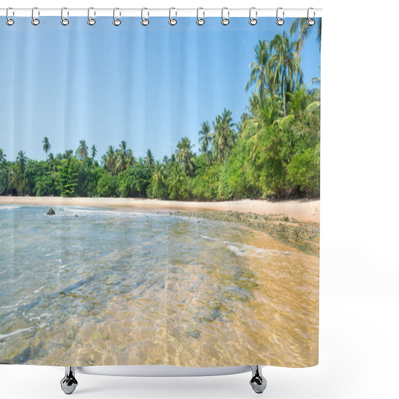 Personality  Isolated Paradise Beach On Nice Sunny Day As Background Shower Curtains