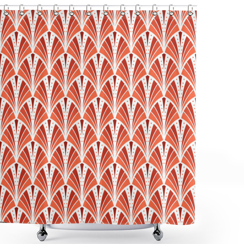 Personality  Classic Red Art Deco Seamless Pattern. Geometric Stylish Texture. Abstract Retro Vector Texture. Shower Curtains