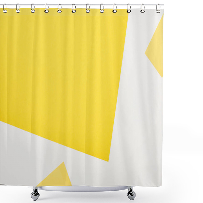 Personality  Top View Of Geometric Yellow And White Background Shower Curtains