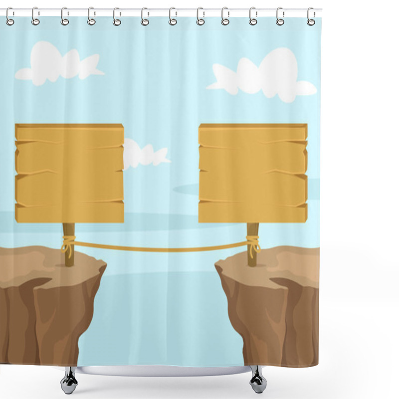 Personality  Abyss With Boards. Vector Flat Cartoon Banner Illustration Shower Curtains