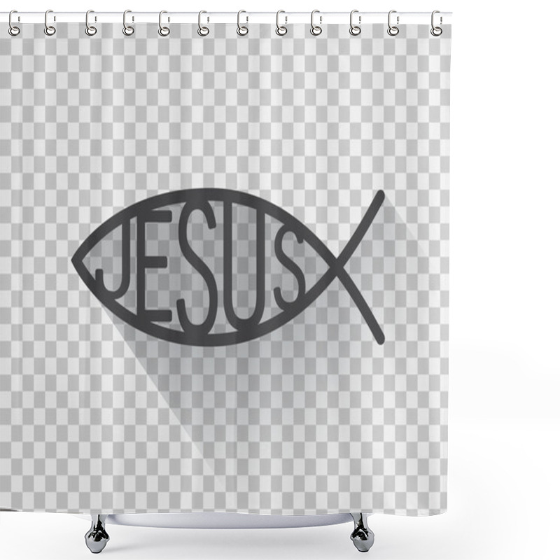 Personality  Christian Fish In A Flat Design Shower Curtains