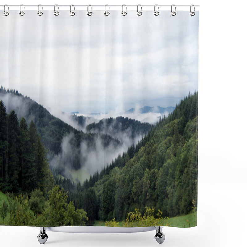 Personality  Fog In The Morning In The Black Forest Shower Curtains