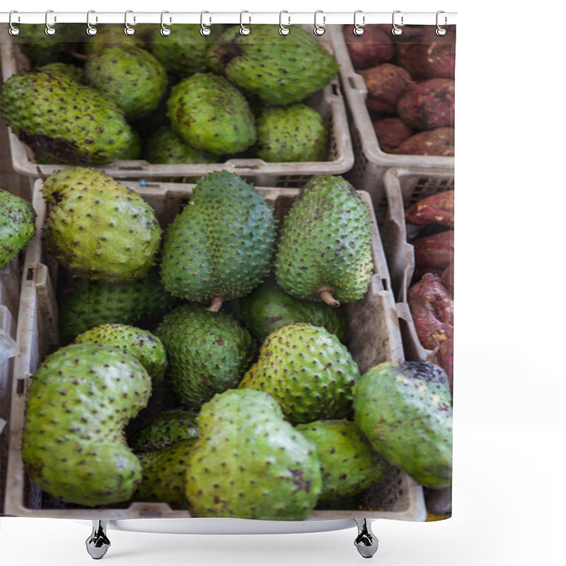 Personality  Soursop Fruit On Asian Market, Borneo Shower Curtains