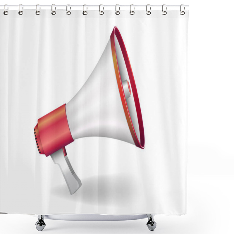 Personality  Realistic Megaphone Isolated On White Background. Vector Illustration Shower Curtains