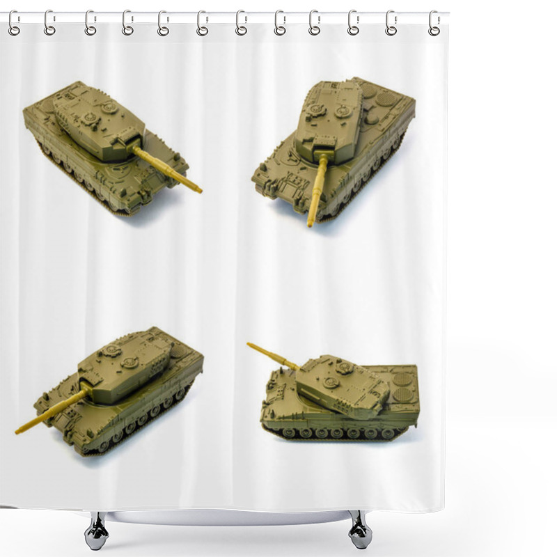 Personality  Toy Tanks Isolated On White Background Shower Curtains