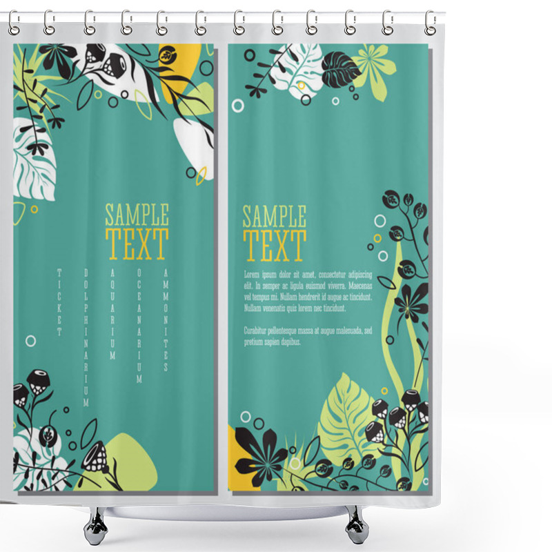 Personality  Vector Set Of Vertical Banners, Floral Design And Botanical Elements, Flowers, Plants, Hand Drawn Decorative Graphic Isolated. Trend Modern Colors, Bright Design. Shower Curtains