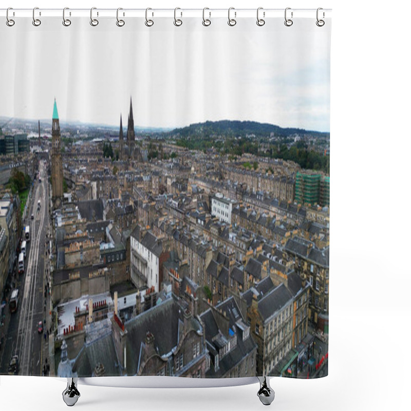 Personality  The City Center Of Edinburgh From Above - Aerial View - Travel Photography Shower Curtains