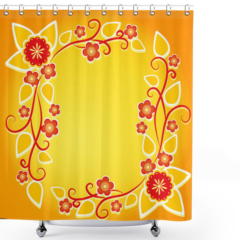 Personality  Floral Frame On Orange Background, Element For Design, Vector Illustration Shower Curtains