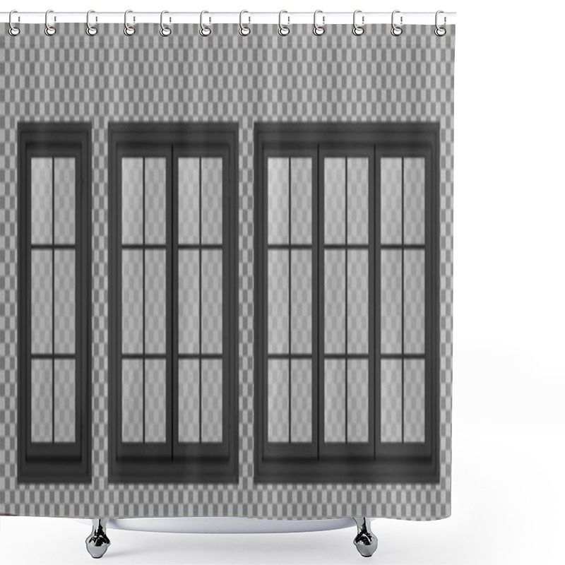 Personality  Dark Window Frame Shower Curtains