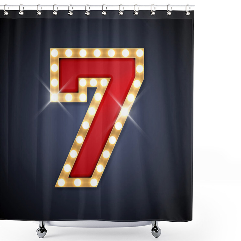 Personality  Vector Illustration Of Realistic Retro Signboard Number 7 Seven Shower Curtains