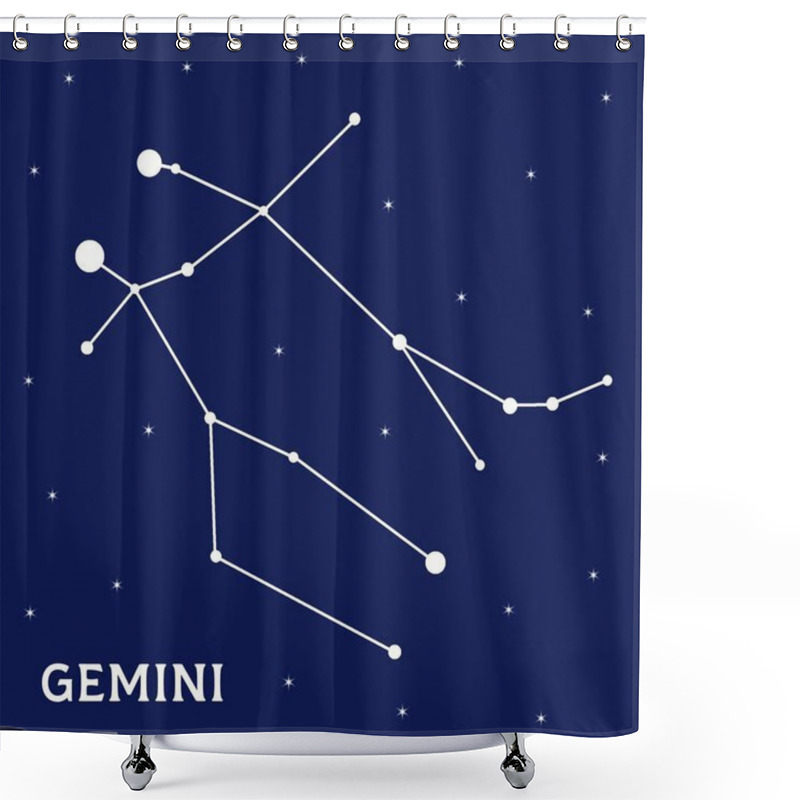 Personality  Gemini Constellation Illustration With Starry Night Sky For Astrological And Celestial Themes Shower Curtains