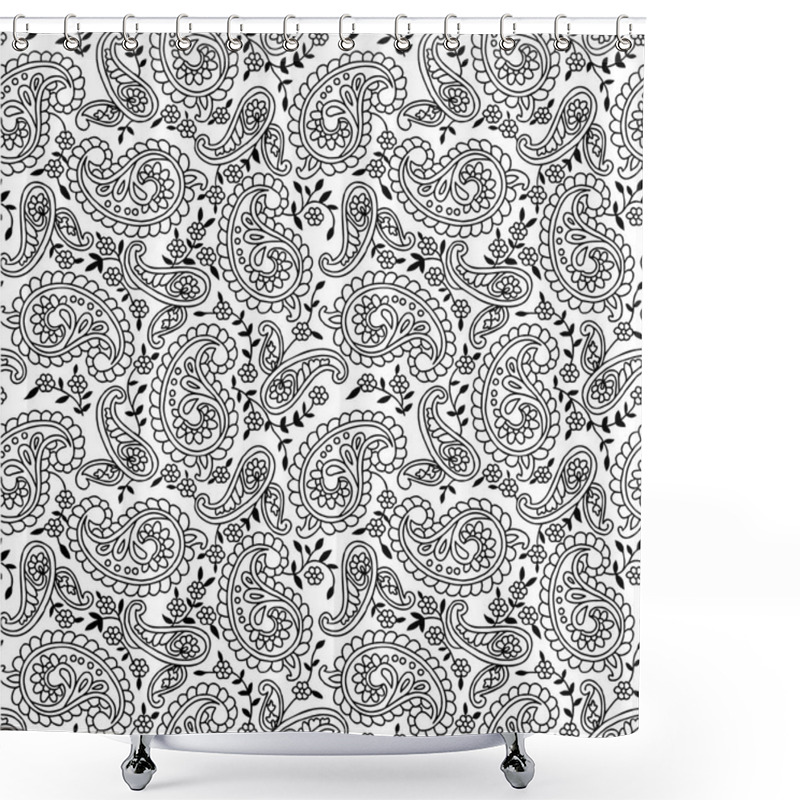 Personality  Seamless Pattern With Paisley And Flowers Shower Curtains