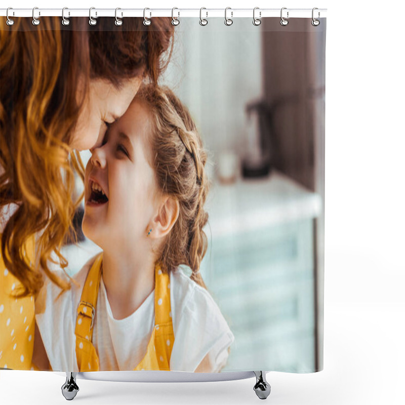 Personality  Happy Mother And Cute Daughter Laughing Together  Shower Curtains