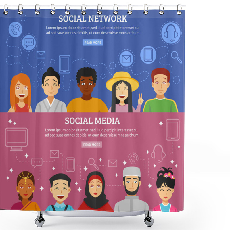 Personality  Social Network Banners Set Shower Curtains