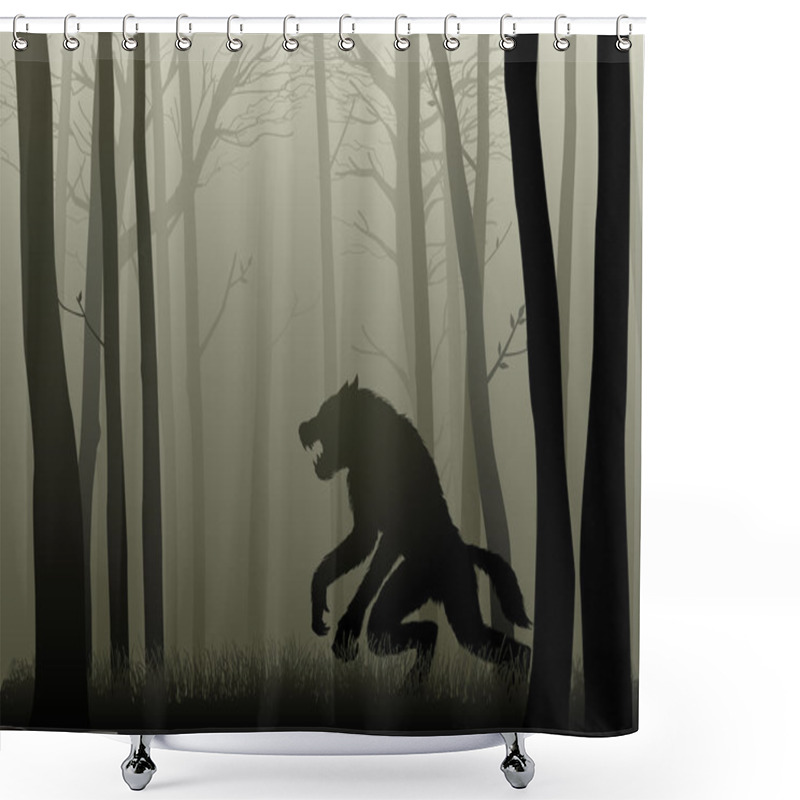 Personality  Werewolf In The Dark Woods Shower Curtains