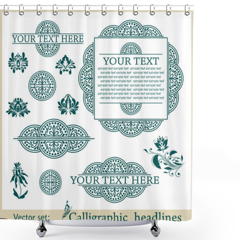 Personality  Vector Set: Calligraphic Design Elements Shower Curtains