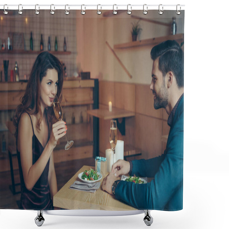 Personality  Couple Having Romantic Dinner Shower Curtains