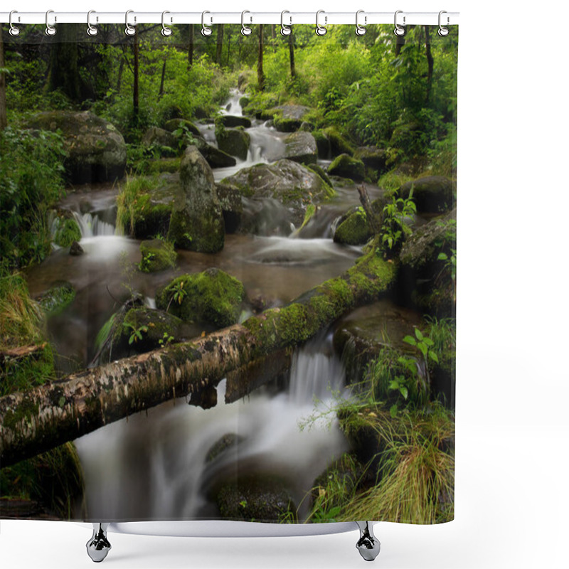 Personality  Pristine Moss Covered Waterfall In The Smoky Mountians Shower Curtains