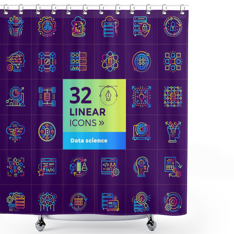 Personality  Linear Icon Set Of Data Science Technology And Machine Learning  Shower Curtains