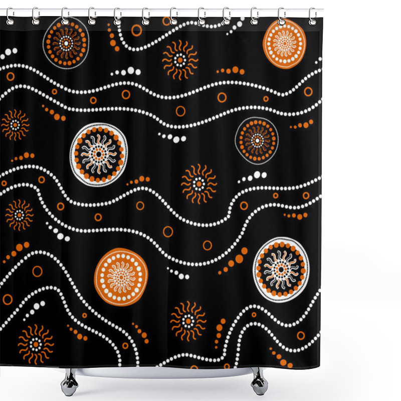 Personality  Australian Aboriginal Seamless Vector Pattern With Dotted Circles, Rings, Suns And Crooked Stripes Shower Curtains