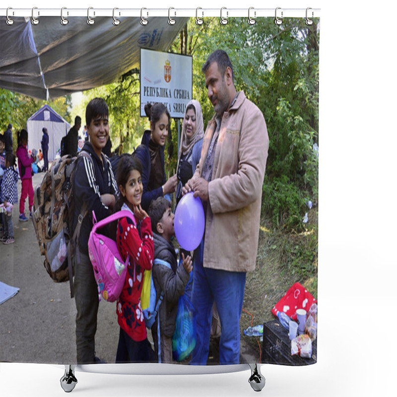 Personality  Refugees In Bapska (Serbian - Croatina Border) Shower Curtains