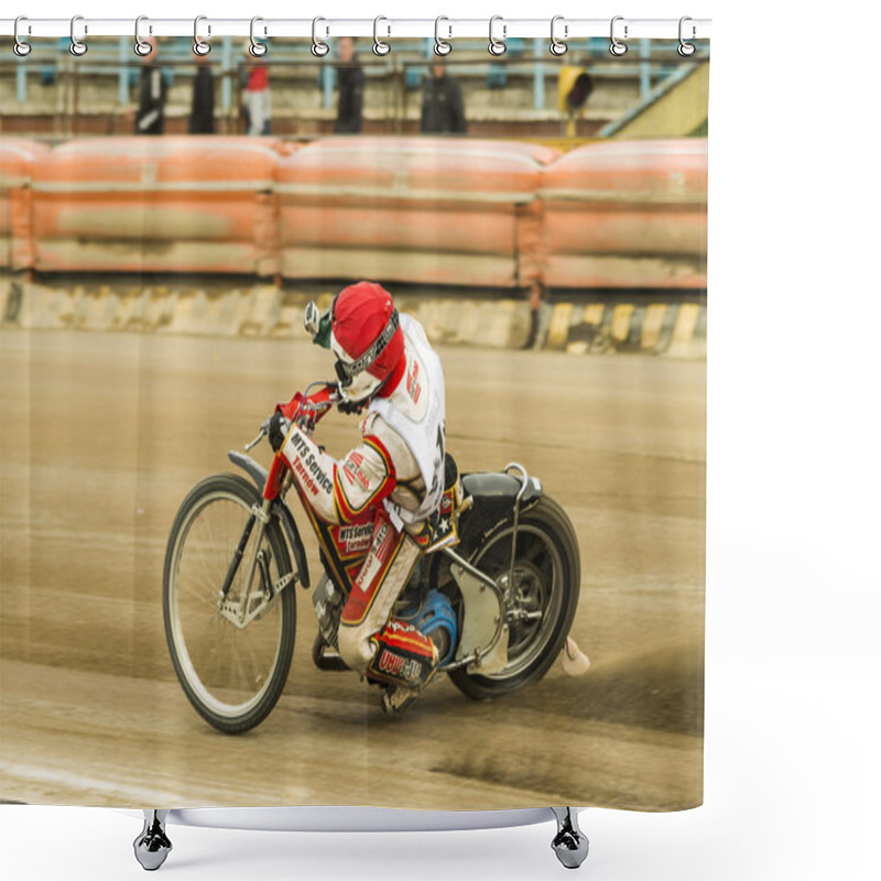 Personality  Unknown Rider With GoPro Camera Overcomes The Track Shower Curtains