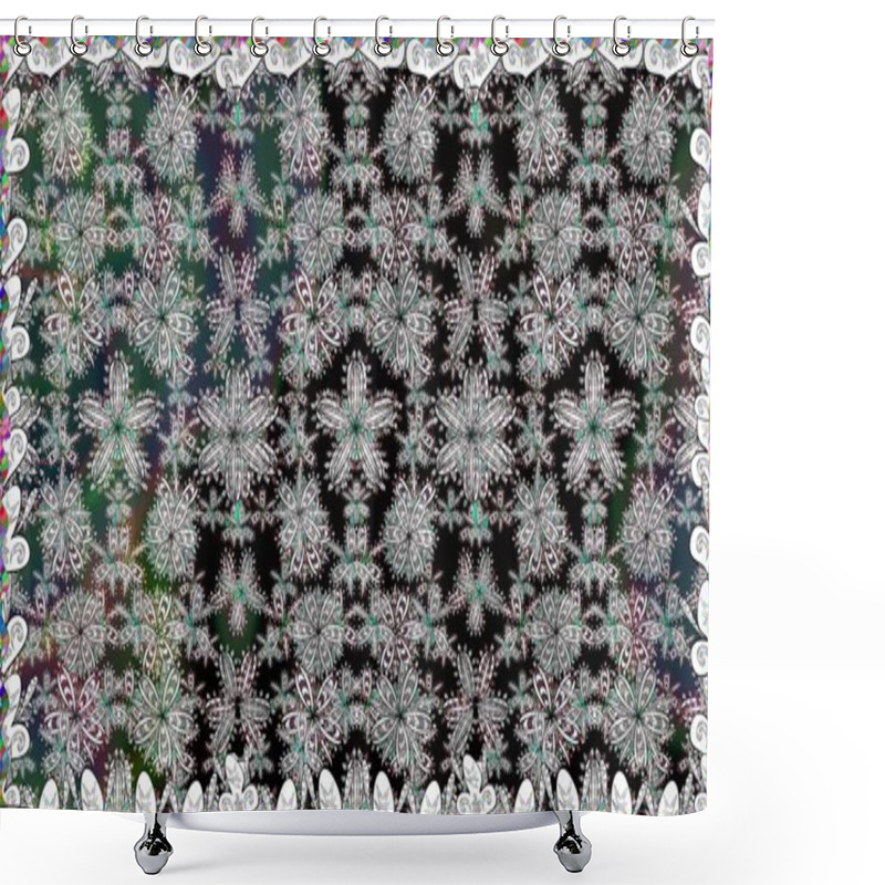 Personality  Flat Flower Elements Design. Colour Spring Theme Seamless Pattern Background. Flowers On Colors. Seamless Floral Pattern In Raster Illustration. Shower Curtains