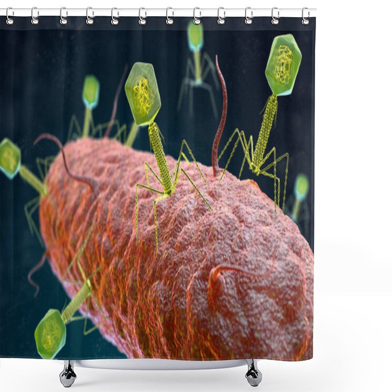 Personality  Bacteriophage Virus Attacking A Bacterium Shower Curtains