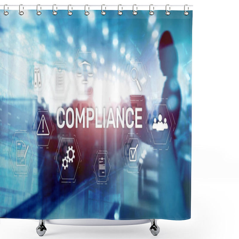 Personality  Compliance Diagram With Icons. Business Concept On Abstract Background. Shower Curtains