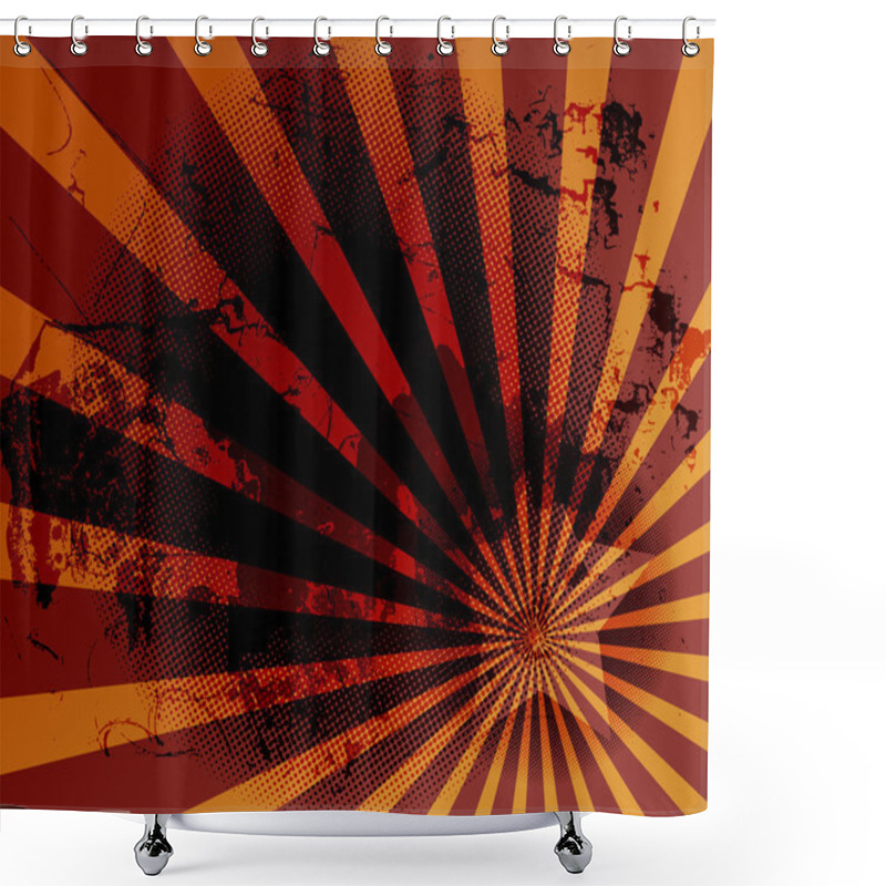 Personality  Funky Style Of Grunge Texture Sunburst Background Shower Curtains