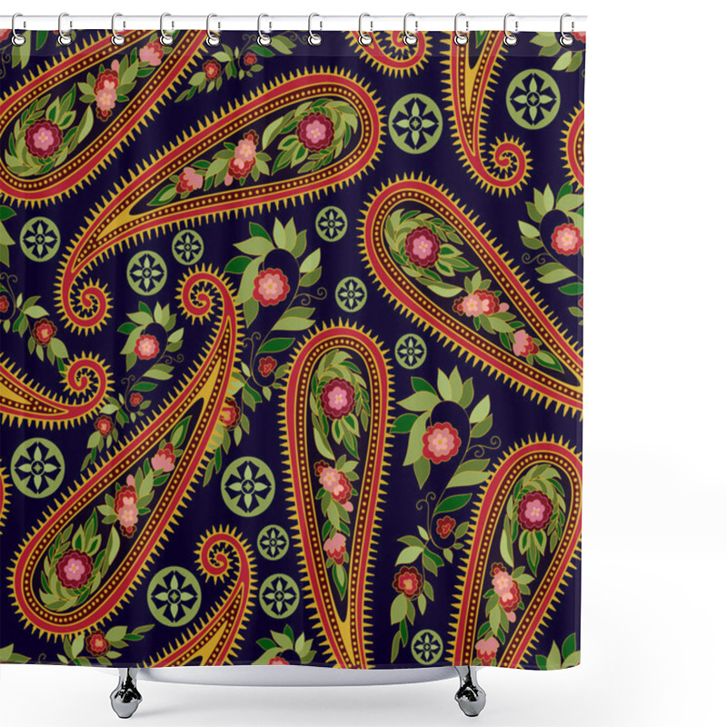 Personality  Colorful Paisley Pattern For Textile, Cover, Wrapping Paper, Web. Ethnic Vector Wallpaper With Decorative Elements. Indian Decorative Backdrop Shower Curtains