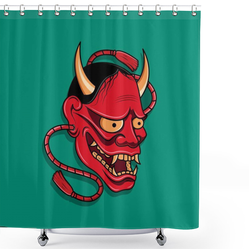 Personality  Oni Japanese Devil Mask, Vector Illustration Eps.10 Shower Curtains